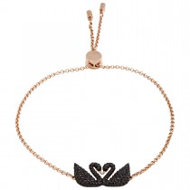 SWAROVSKI Iconic Swan Black Rose-gold Tone Plated Bracelet