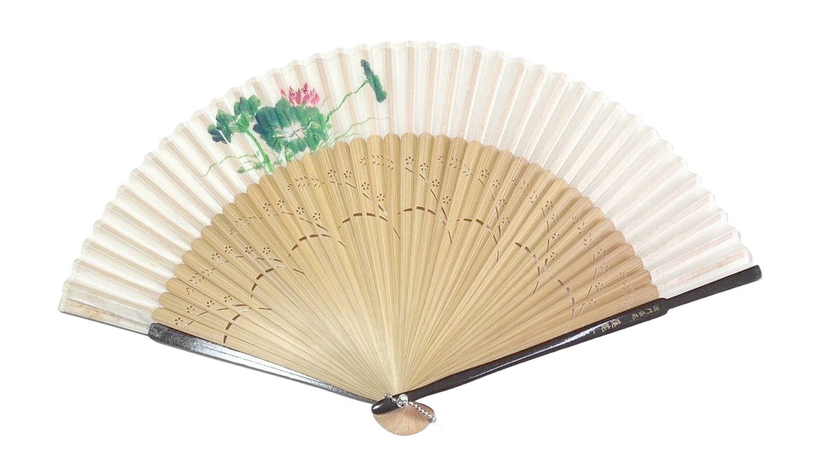 Lotus Silk Fan - White