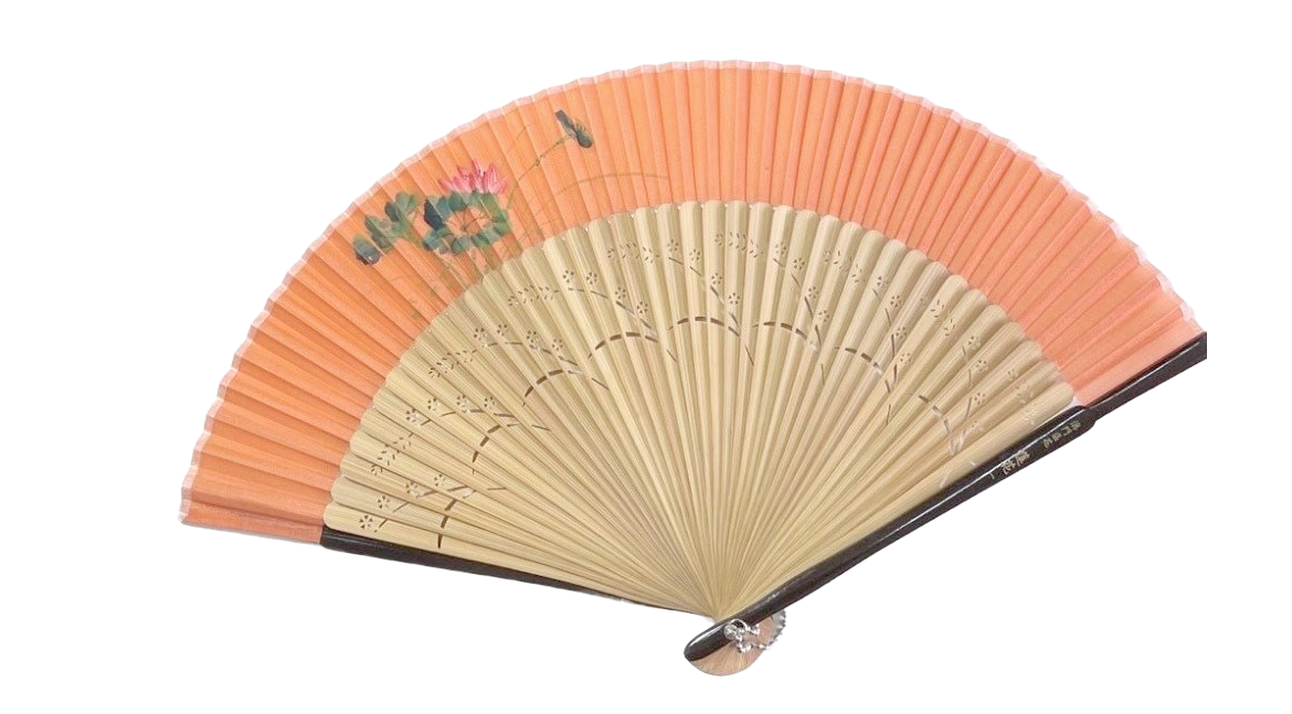 Lotus Silk Fan - Orange