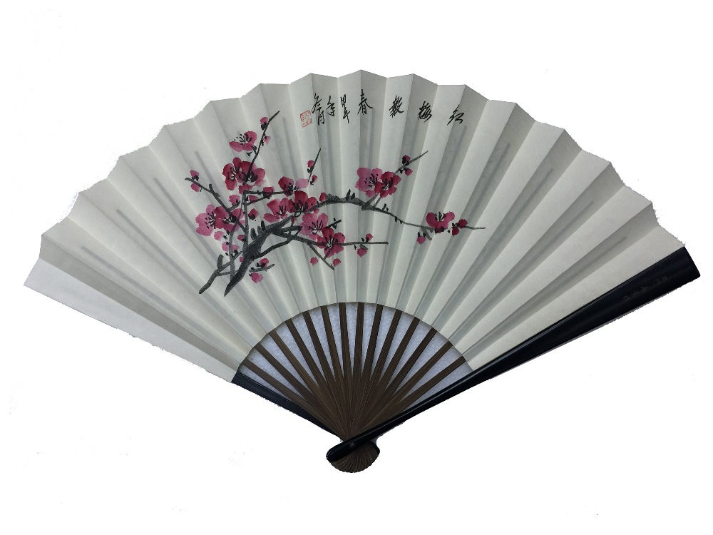 NO.525 Hand-painted folding silk fan (Large)