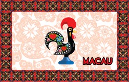 Card Sticker Red Pattern Macau Galo Style