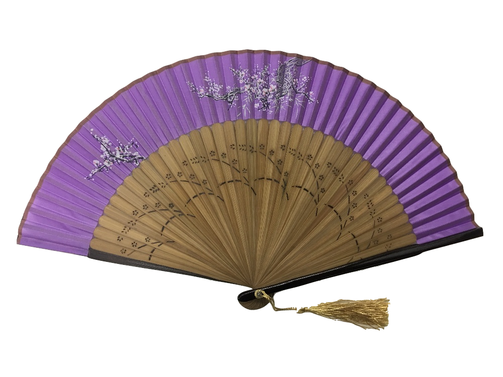 NO.502 Hand-painted imitation silk folding fan - Floral themes