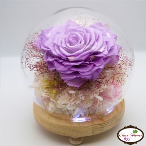 Preserved Flower Crystal ball light(Heart-shaped Rose) 