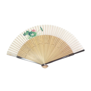 Lotus Silk Fan - White