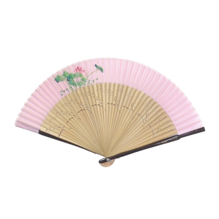 Lotus Silk Fan - Dark Pink