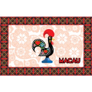 Card Sticker Red Pattern Macau Galo Style