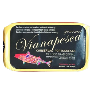 Vianapesca Skinless and Boneless Sardines in Extra Virgin Olive Oil with Curry