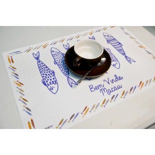 Portuguese Style Table Mat White Color Sardine Style